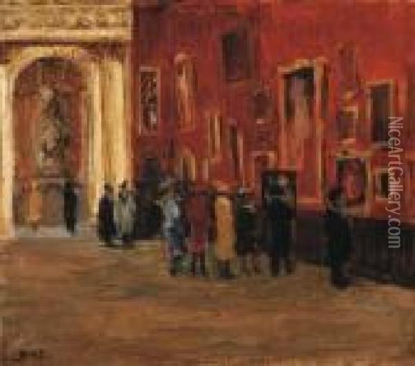 Au Louvre Oil Painting - Georges dEspagnat