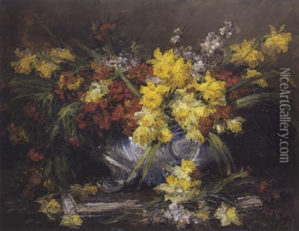 Vase De Fleurs Oil Painting - Ernest Quost