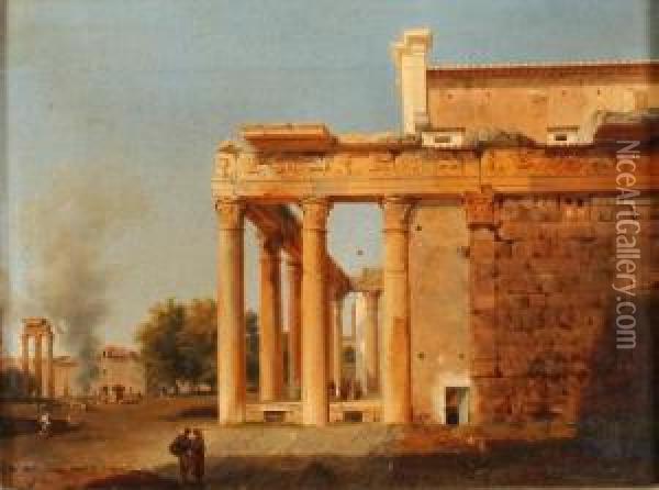 Der Tempel Des Antonius Und Der Faustina Inrom Oil Painting - Lancelot Theodore Turpin De Crisse