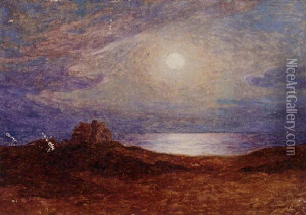 Clair De Lune Sur La Cote De Croisic Oil Painting - Ferdinand du Puigaudeau