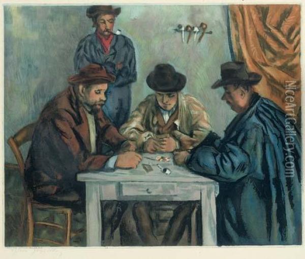 Les Joueurs Des Cartes (ginestet & Pouillon E662) Oil Painting - Paul Cezanne