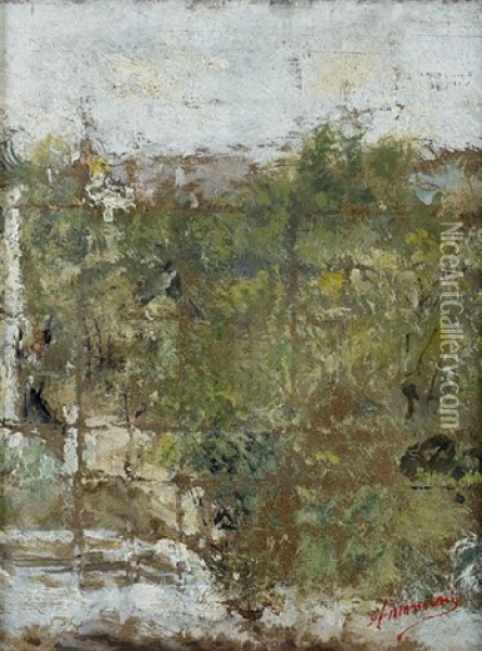 Veduta Dalla Finestra Dello Studio Di Antonio Mancini In Viale Liegi, Roma Oil Painting - Antonio Mancini