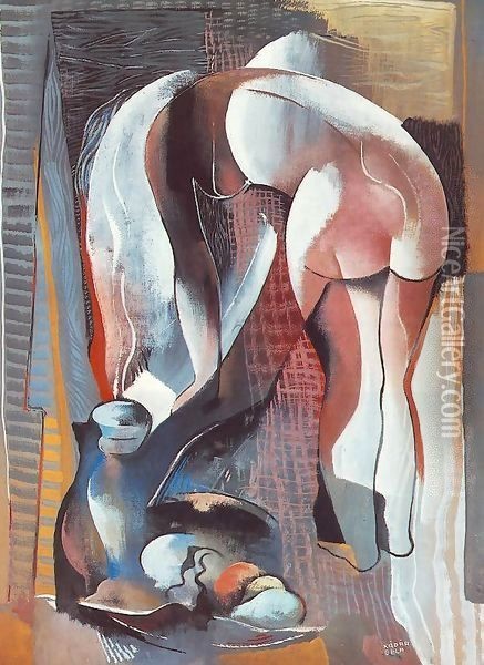 Bending Nude from Behind 1934 Oil Painting - Aurel Bernath