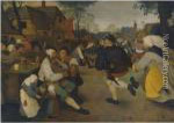 Peasants Dancing Oil Painting - Pieter The Elder Brueghel