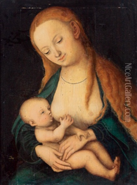 Maria Das Kind Stillend Oil Painting - Lucas Cranach the Elder