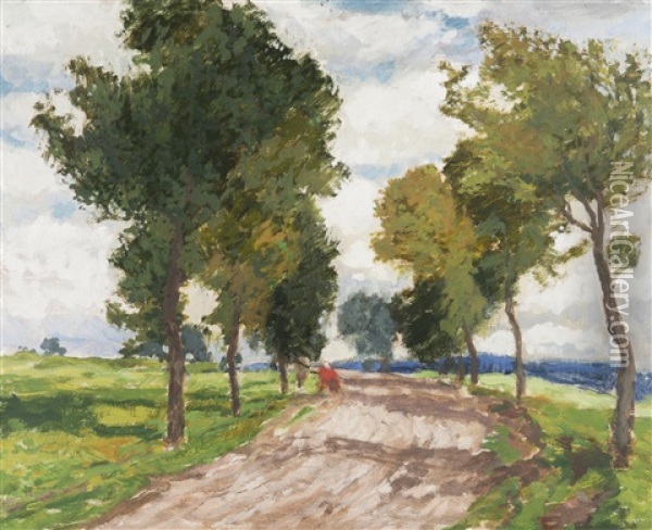 A Path Between Trees Oil Painting - Gustav Macoun