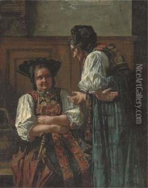 The Discussion Oil Painting - Carl Kronberger