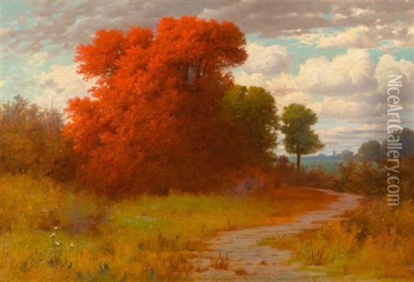 Herbstlandschaft Oil Painting - Eduard Ruedisuehli