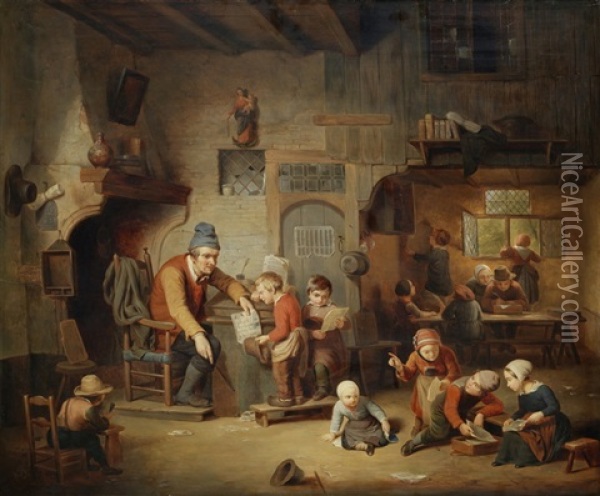 In Der Dorfschule Oil Painting - Ferdinand de Braekeleer the Elder