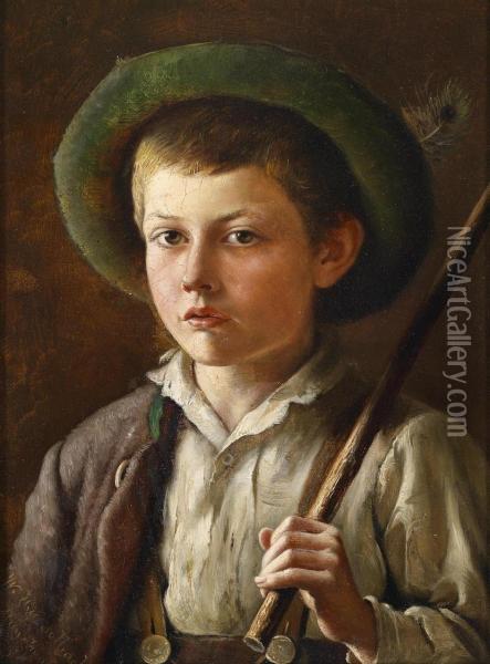Peasant Boy Oil Painting - Wilhelm Hasselbach