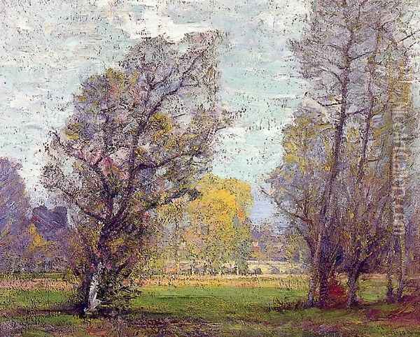 Clouds and Glow, Autumn, France Oil Painting - Robert William Vonnoh