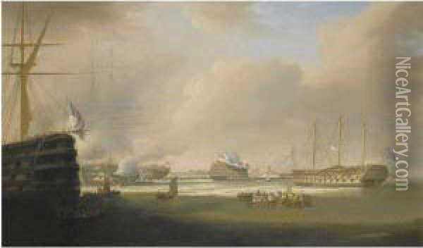 The Re-opening Of Sheerness Dockyards Oil Painting - William Huggins
