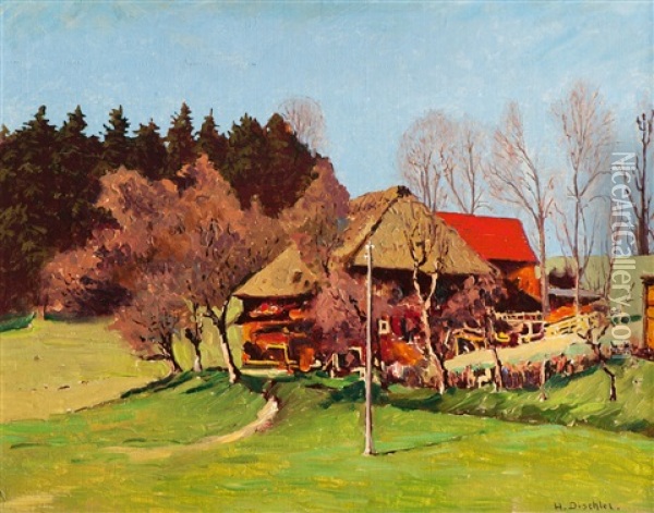 Bauerngehoft Oil Painting - Hermann Dischler