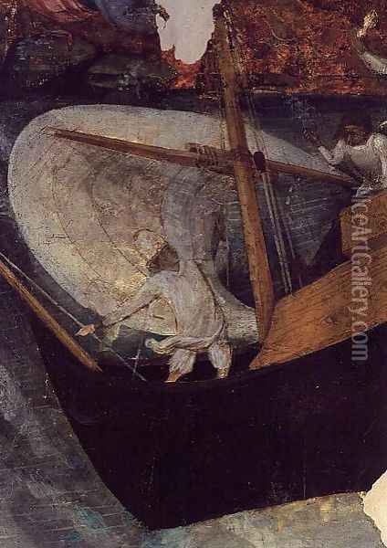 A Boat against a Reef from the Altarpiece of St. Bernard of Clairvaux Oil Painting - Ferrer Bassa