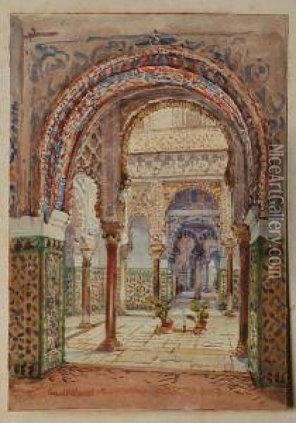Seville Alcazar, Patio De Las Munecas Oil Painting - Conrad H.R. Carelli