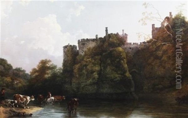 Chepstow Castle From The River Wye Oil Painting - Philipp Jakob Loutherbourg the Elder