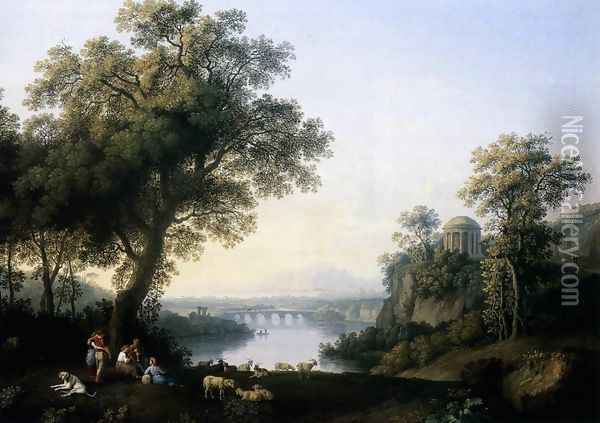 Landscape with River 1778 Oil Painting - Jacob Philipp Hackert