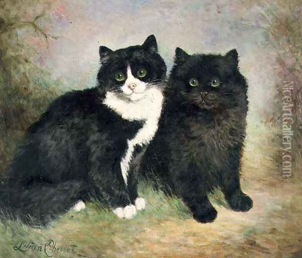 A Pair of Pussy Cats Oil Painting - Lilian Cheviot
