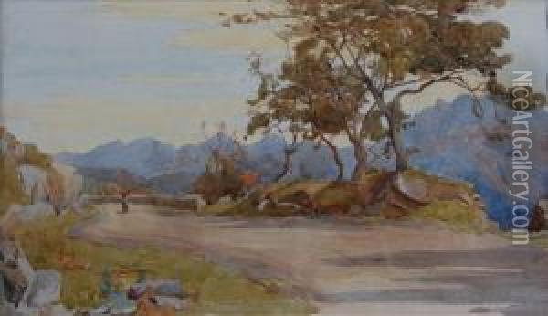 The Atrani -ravello Road On The Gulf Of Salerno Oil Painting - Harold Waite