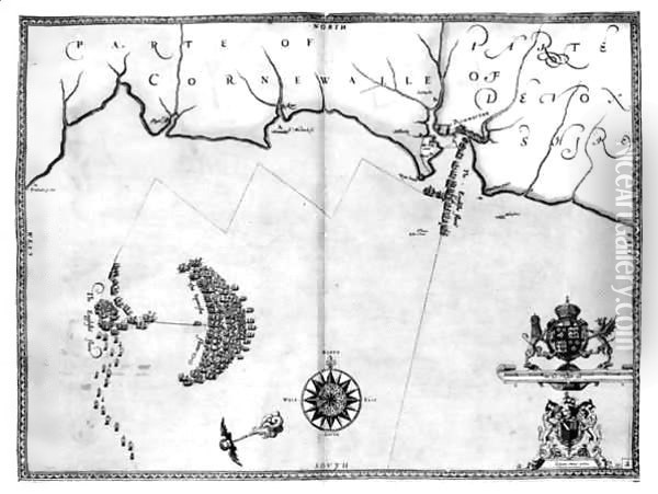 Map No.2 Showing the route of the Armada fleet Oil Painting - Robert Adams