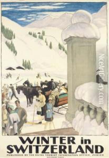 Winter In Switzerland Oil Painting - Emil Cardinaux