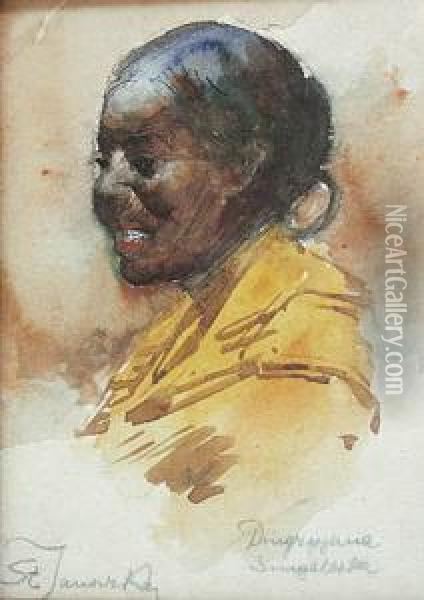 Dziewczyna Senegalska Oil Painting - Stanislaw Janowski