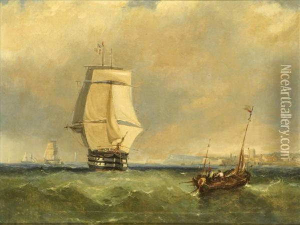 Shipping Off The Coast Oil Painting - William Clarkson Stanfield