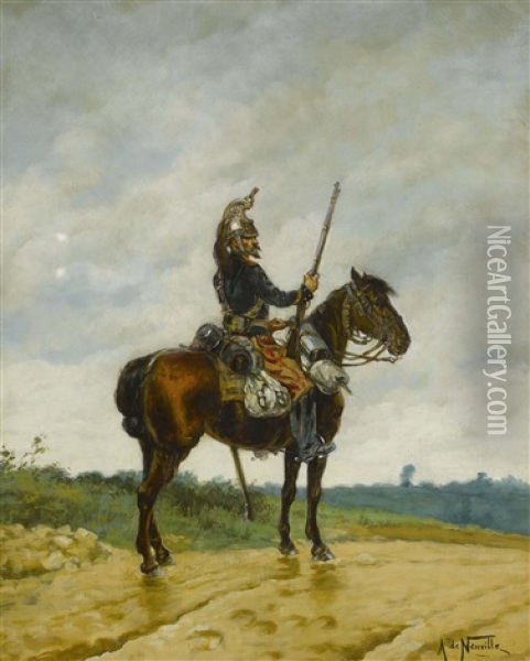 French Cavalier Oil Painting - Alphonse Marie de Neuville