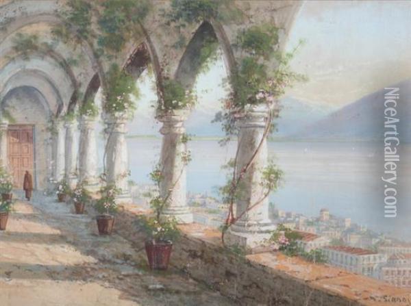View From A Convent, Naples Oil Painting - Girolamo Gianni