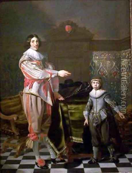 Portrait of a Father and His Son Oil Painting - Thomas De Keyser
