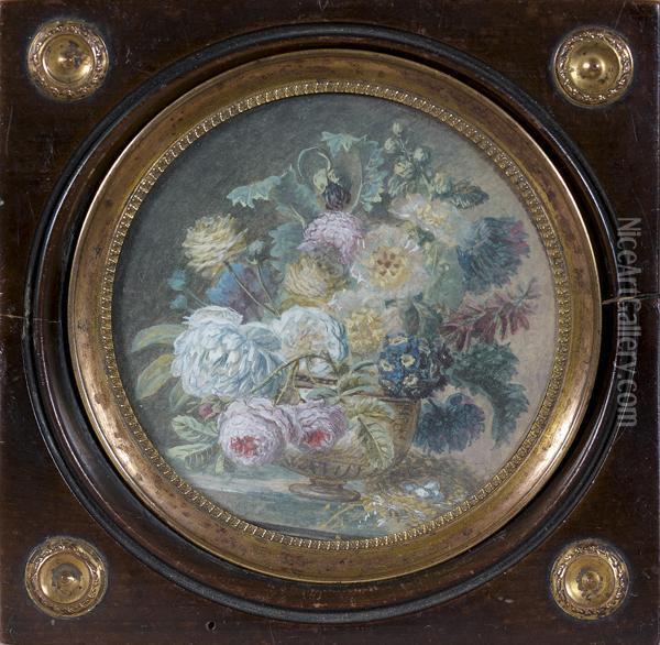 Bouquet De Fleurs Dans Un Panier Oil Painting - Jan Van Huysum