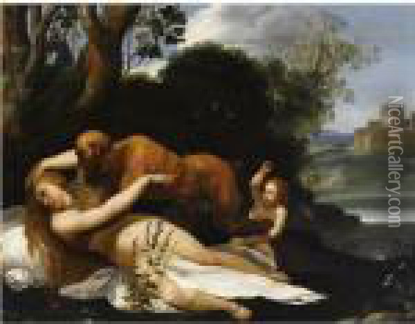 Giove E Antiope Oil Painting - Giuseppe Cesari