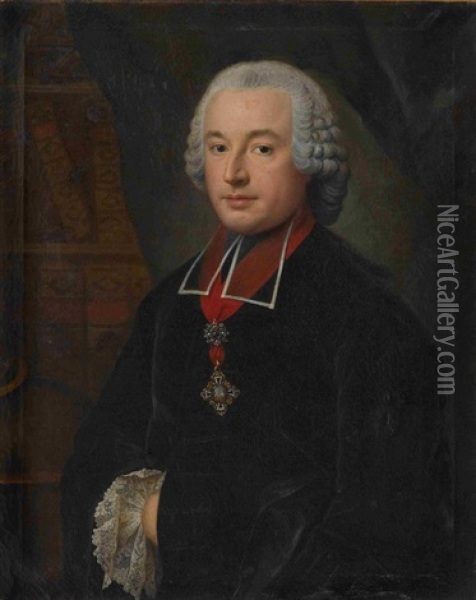 Portrat Eines Geistlichen Oil Painting - Johann Georg Ziesenis