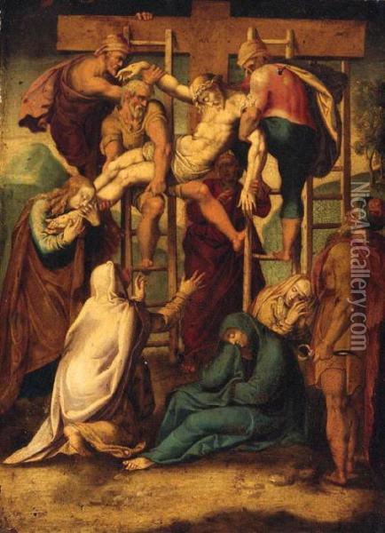 The Descent From The Cross Oil Painting - Girolamo Muziano