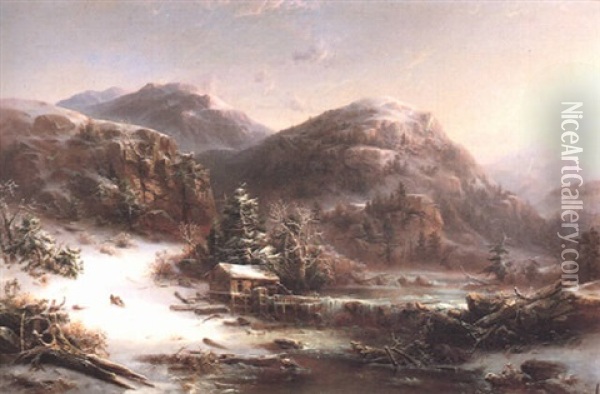 Winter In The Mountains Oil Painting - Regis Francois Gignoux