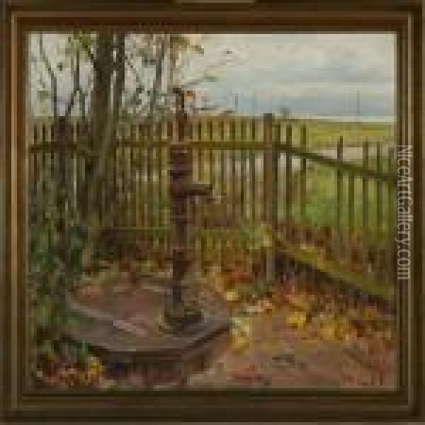 Autumn Landscape With Pump Oil Painting - Thorvald Larsen
