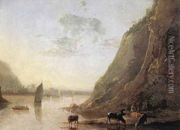 River-bank with Cows c. 1650 Oil Painting - Aelbert Cuyp
