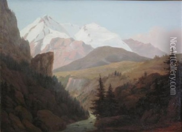 Snow Capped Peaks And Untitled (2 Works) Oil Painting - Mary Somerville