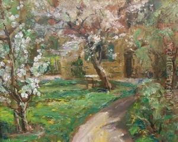 Bluhender Garten Vor Einem Haus Oil Painting - Paul Herrmann