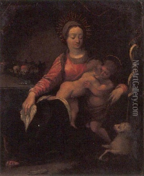 Madonna Con Bambino E San Giovannino Oil Painting -  Parmigianino