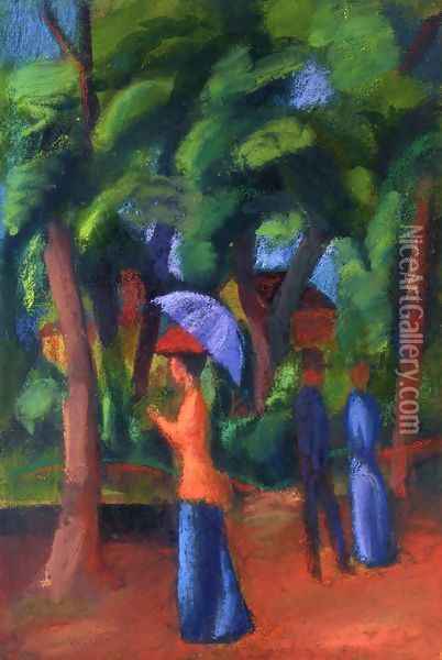 Walking in the Park Oil Painting - August Macke