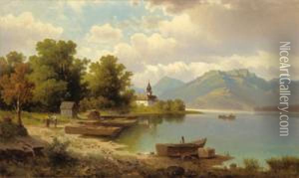 Eine Seelandschaft Oil Painting - Josef Schoyerer