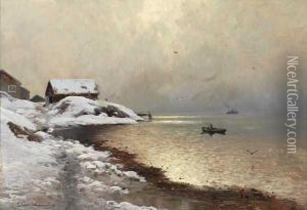 Vintermorgen Oil Painting - Ludvig Skramstad