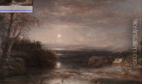 Evening On The Schuylkill Oil Painting - Thomas Doughty