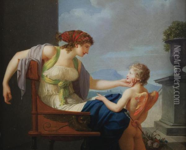 Venus Et Cupidon Oil Painting - Jean-Baptiste Regnault