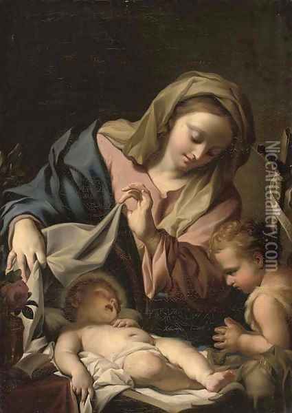The Madonna and Child and the Infant Saint John the Baptist Oil Painting - Francesco Trevisani