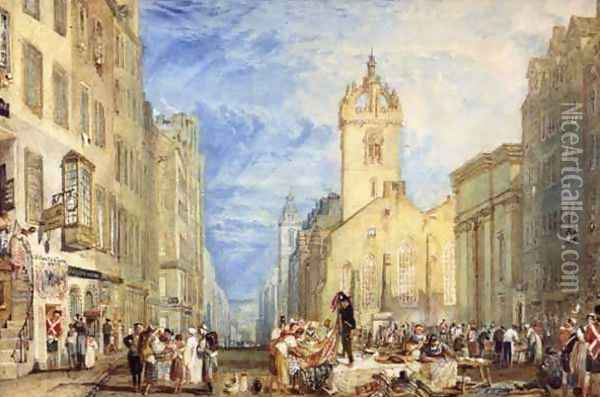 High Street, Edinburgh, c.1818 Oil Painting - Joseph Mallord William Turner