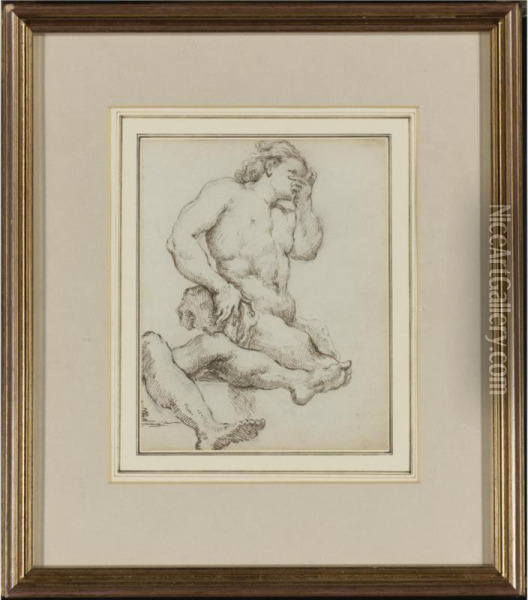 Studies Of Male Nudes Probably After The Antique Oil Painting - George William Evans