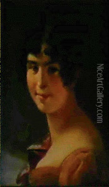 Portrait De Adele Foucher Oil Painting - Louise Rose Julie Duvidal De Montferrier