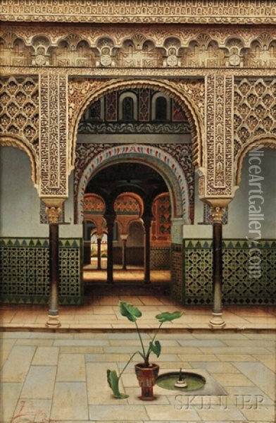 The Alhambra Oil Painting - Fernando Liger Hidalgo